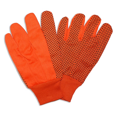 Cordova Canvas, Knit Wrist, PVC Dots, Hi-Vis Orange, 12PK 2710